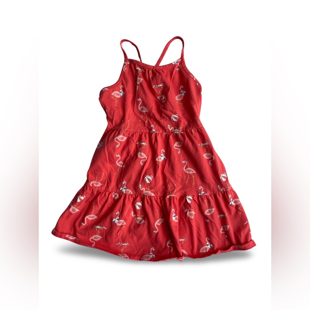 Cat & Jack Girls Spaghetti Strap Flamingo Print Dress, Size 6/6x, Cotton blend
